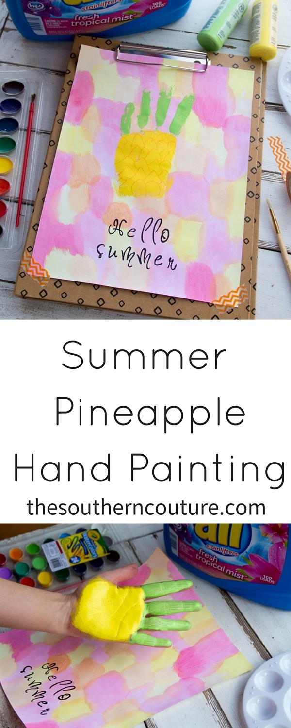 Your kids will love making this summer pineapple hand painting and getting outdoors. But don't worry about the mess. all® Fresh Tropical Mist™ has got you covered. 
