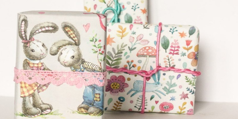 Watercolor Bunny Gift Wrap for Easter