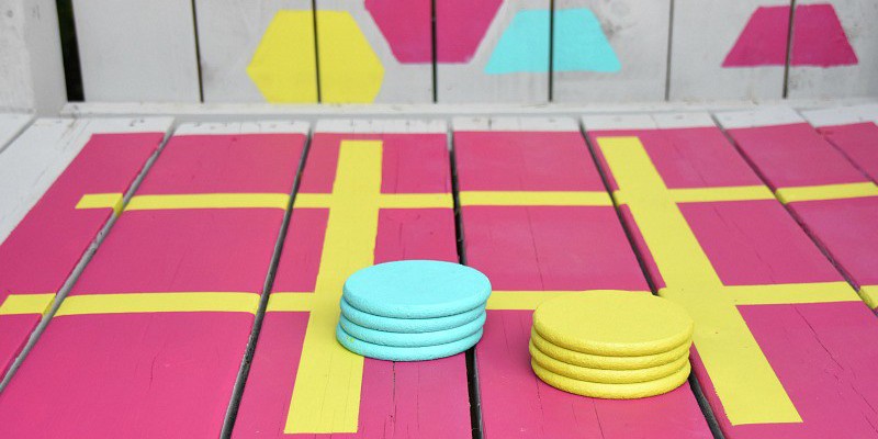 Outdoor Patio Painted Tic Tac Toe Game