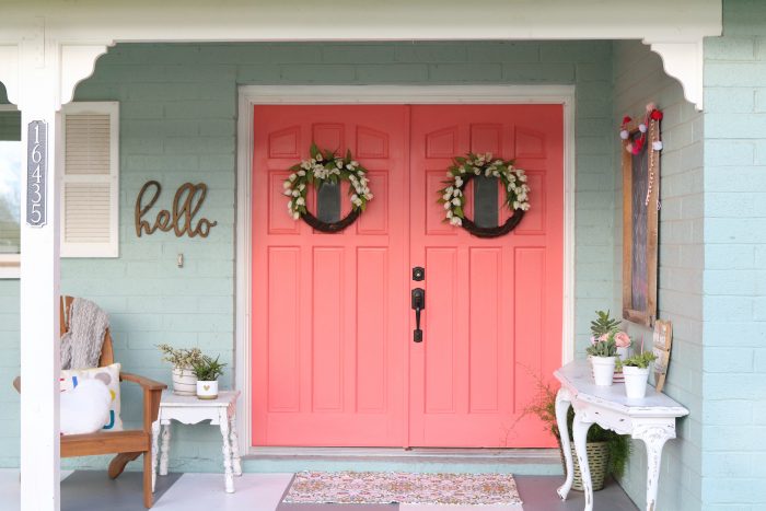 Front Door Makeover Using Bright Paint and No Prep Needed 