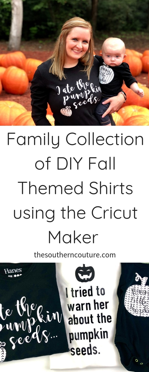Check out this family collection of DIY Fall themed shirts using the Cricut Maker just in time for all your family trips to fall festivals, pumpkin patches, and hay rides. 