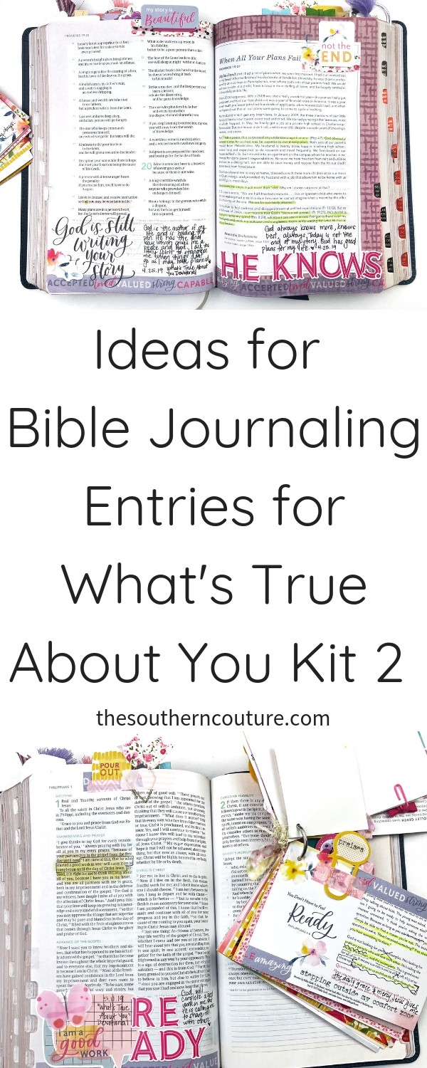 Check out this round-up of Bible journaling entries for What's True About You kit 2 from DaySpring and Holley Gerth as I flip through my (in)courage Devotional Bible. 