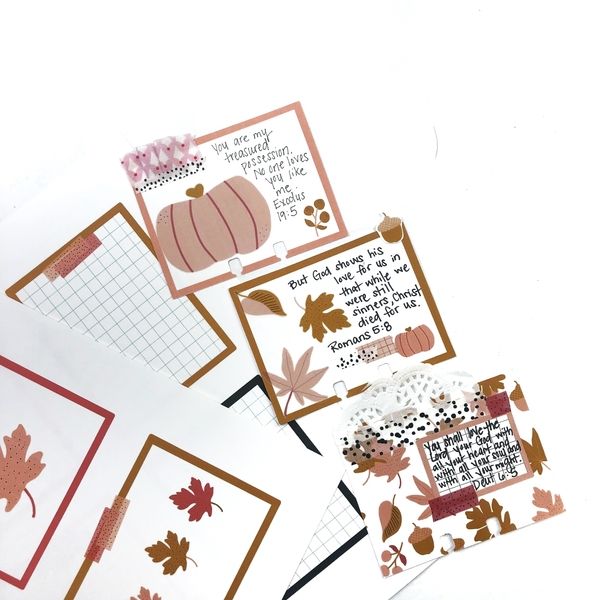 Fall Inspired Bible Journaling and MemoryDex Cards using Printable Stickers