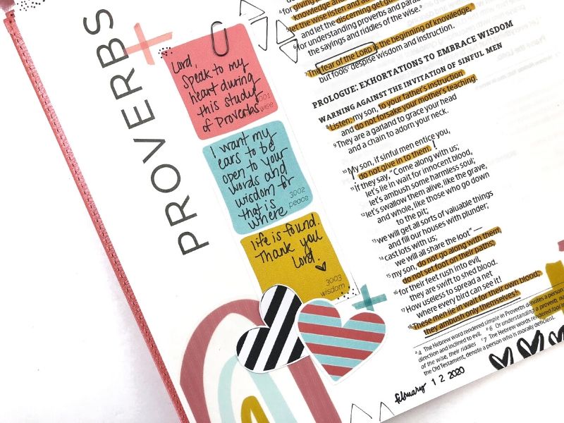 Study of Proverbs with Printables and Bible Journaling Entries