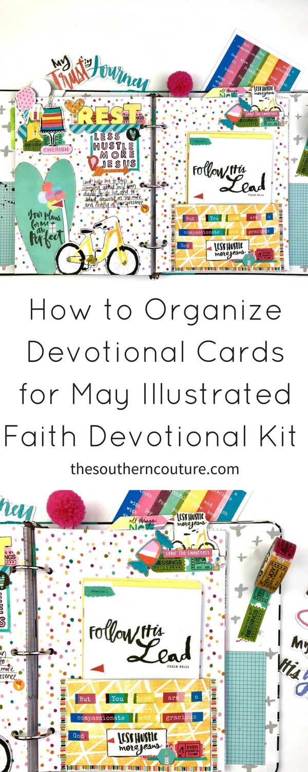 Learn how to organize devotional cards for May Illustrated Faith devotional kit that keeps them all in one place but is also just as adorable and colorful.