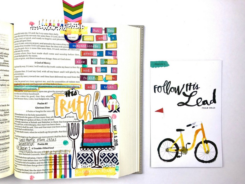 Round-Up of Bible Journaling Entries using Less Hustle More Jesus Devotional Kit 