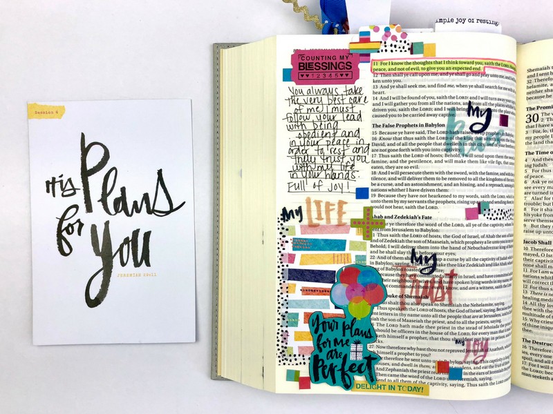 Round-Up of Bible Journaling Entries using Less Hustle More Jesus Devotional Kit 