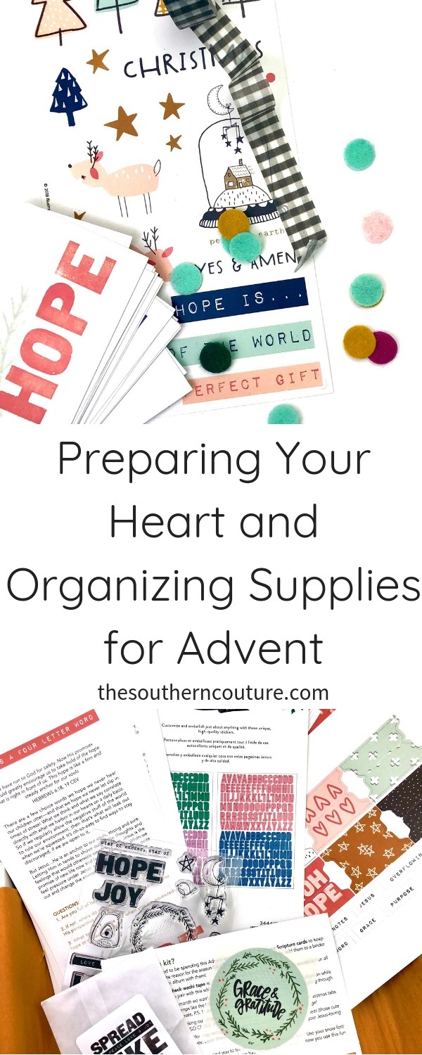 December is the season to focus on the birth and beauty of our Savior Jesus Christ by preparing your heart and organizing supplies for Advent. Check out these tips and ideas for supplies you might want to grab and how to organize them. 