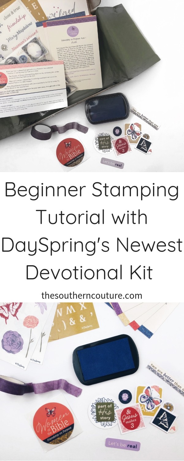 Learn how to use clear stamps with this beginner stamping tutorial with DaySpring's Newest Devotional Kit, Women of the Bible: Friendship on Purpose. The kit includes a stamp sheet and an ink pad to start your next entry with some stamping fun. 