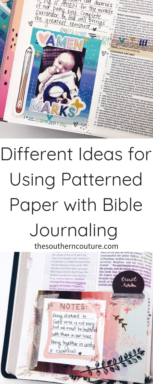 Check out these different ideas for using patterned paper with Bible journaling in your next entries. You will find tons of ways to get creative and have some fun while spending time in the Word. 