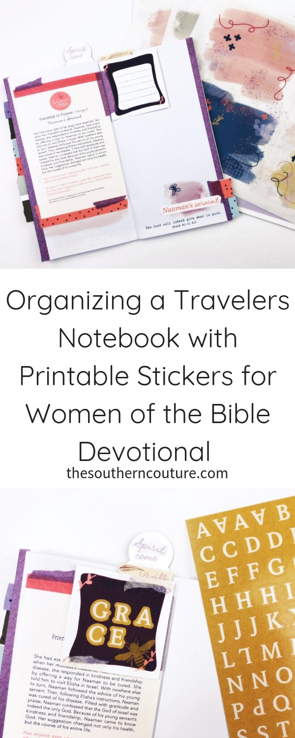 Let's start organizing a travelers notebook with printable stickers for Women of the Bible Devotional from DaySpring. You will have your TN set-up in no time thanks to the help of having printable designs and stickers take the work out of it for you. 