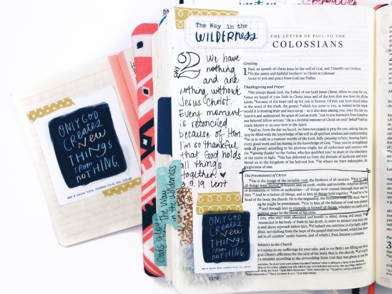 Ideas for Studying Lent in Journaling Bible and Mini Notebook