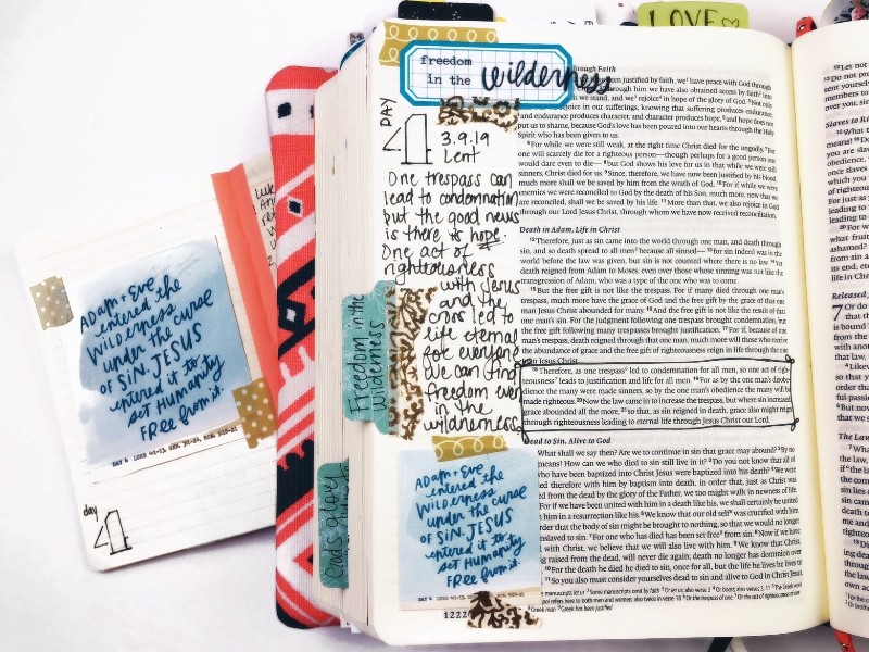 Ideas for Studying Lent in Journaling Bible and Mini Notebook