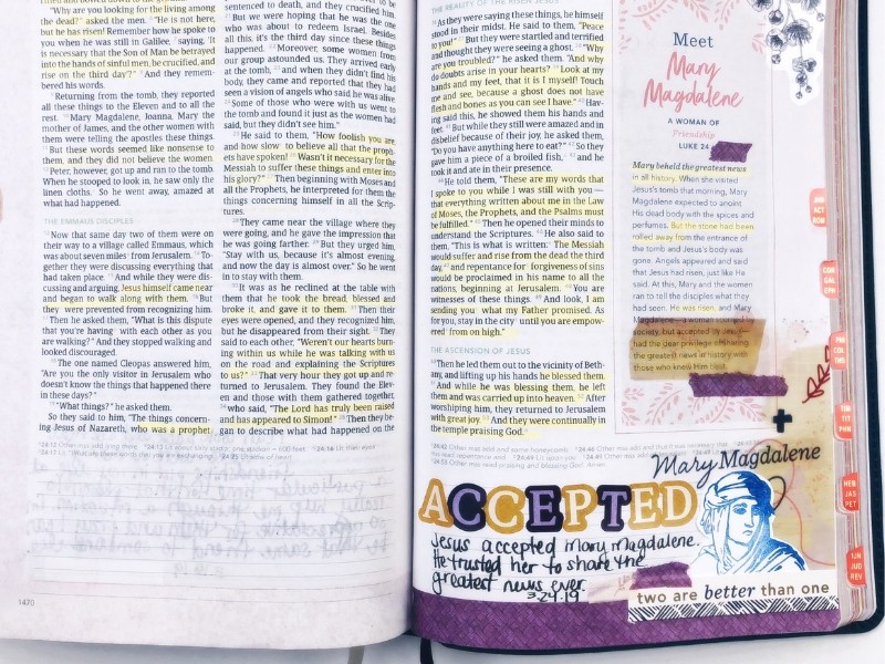 Round-Up of Bible Journaling Entries from DaySpring Women of the Bible Kit 2