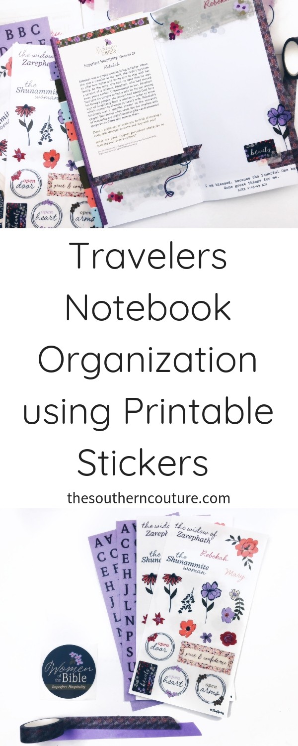 Today I'm talking all about travelers notebook organization using printable stickers for my next devotional study of the Women of the Bible from DaySpring. 