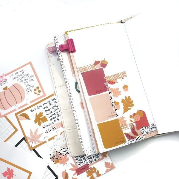 Fall Inspired Bible Journaling and MemoryDex Cards using Printable Stickers