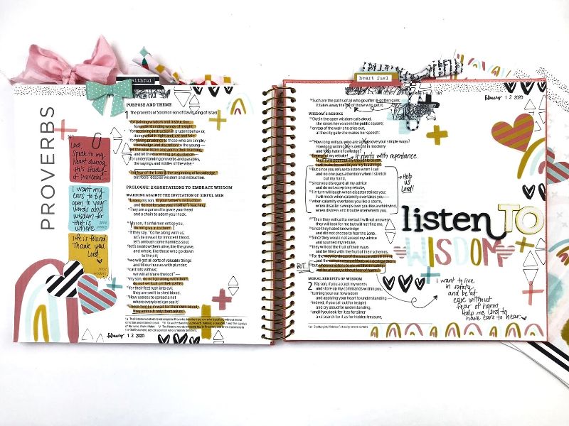 Study of Proverbs with Printables and Bible Journaling Entries